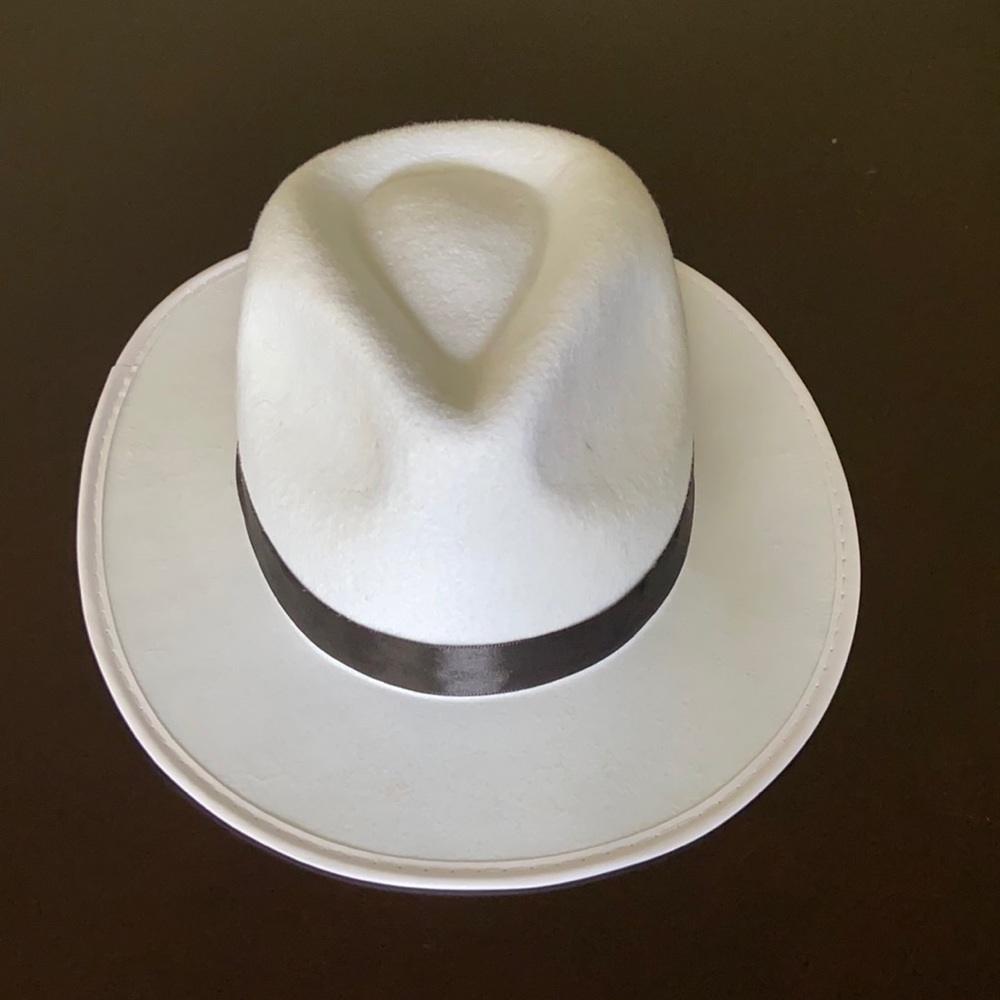 White Felt Fedora Hat 1920's